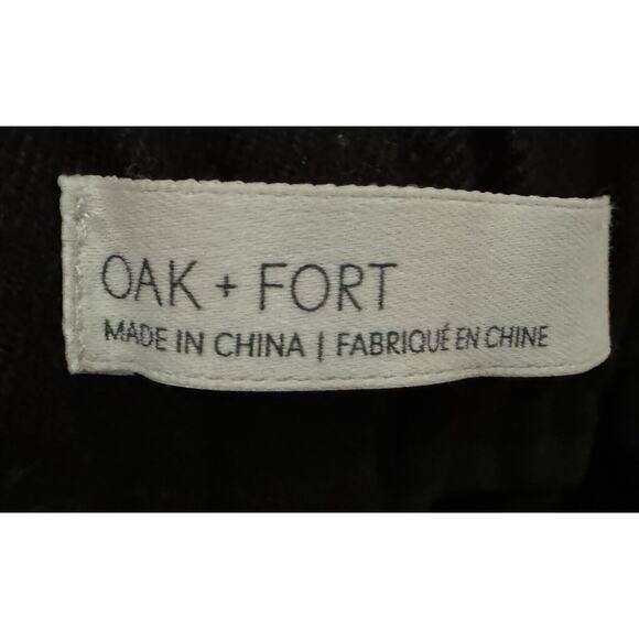 Oak + Fort High Waisted Straight Leg Twill Pants Black Women Size 28 - Picture 4 of 9